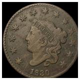 1830 Coronet Head Large Cent NEARLY  UNCIRCULATED