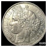 1870K France Silver 5 Fancs Ceres Head