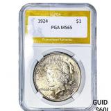 1924 Silver Peace Dollar PGA MS65