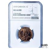 1919 Canada Bronze 1 Cent NGC MS64 RB