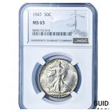 1947 Walking Liberty Half Dollar NGC MS65