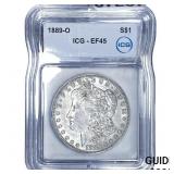1889-O Morgan Silver Dollar ICG EF45