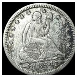1854-O Silver Seated Liberty Quarter NEARLY  UNCI