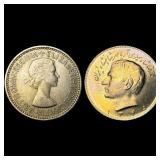 [2] 1953 G.B. Shilling & 1945 Iran 10 Rials  HIGH