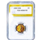 1909 VDB Wheat Cent PGA MS66 RD