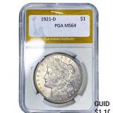 1921-D Morgan Silver Dollar PGA MS64