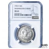 1953-S Washington Carver Half Dollar NGC MS65