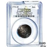 1711-D French Colonies 30 Deniers PCGS Genuine