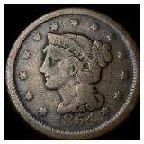 1854 Braided Hair Large Cent NICELY  CIRCULATED
