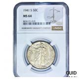 1941-S Walking Liberty Half Dollar NGC MS64