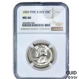 1959 Washington Silver Quarter NGC MS66 Type B Rev