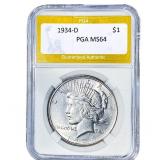 1934-D Morgan Silver Dollar PGA MS64
