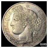 1850A France Silver 5 Francs Liberty Head