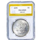1878 Morgan Silver Dollar PGA MS65