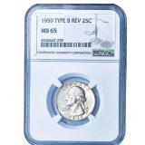 1959 Washington Silver Quarter NGC MS65 Type B Rev