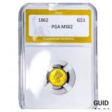1862 Type 3 Dollar PGA MS62