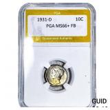 1931-D Mercury Silver Dime PGA MS66+ FB