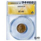 1914-S Wheat Cent ANACS EF45
