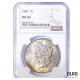 1887 Morgan Silver Dollar NGC MS62