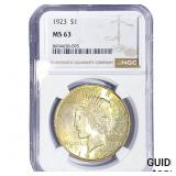 1923 Silver Peace Dollar NGC MS63