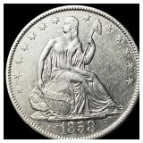 1858-O Silver Seated Liberty Half Dollar  UNCIRCU
