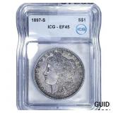 1897-S Morgan Silver Dollar ICG EF45