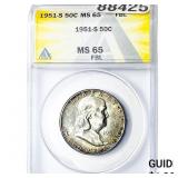 1951-S Franklin Half Dollar ANACS MS65 FBL