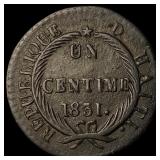 1831 Haiti Copper 1 Centime KM 21