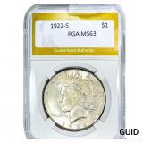 1922-S Silver Peace Dollar PGA MS63