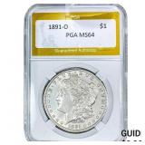1891-O Morgan Silver Dollar PGA MS64