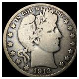 1913 Silver Barber Half Dollar NICELY  CIRCULATED