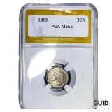 1865 Nickel Three Cent PGA MS65