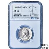 1959 Washington Silver Quarter NGC MS66 Type B Rev