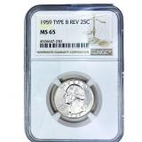 1959 Washington Silver Quarter NGC MS65 Type B Rev