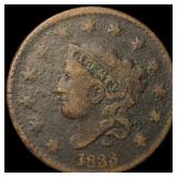 1833 Coronet Head Large Cent NEARLY  UNCIRCULATED