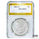 1891-CC Morgan Silver Dollar PGA MS63