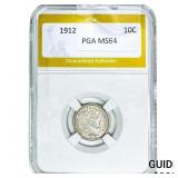 1912 Barber Dime PGA MS64