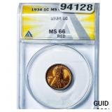 1934 Wheat Cent ANACS MS66 Red