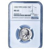 1959 Washington Silver Quarter NGC MS65 Type B Rev