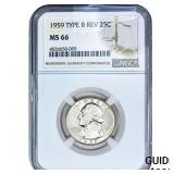 1959 Washington Silver Quarter NGC MS66 Type B Rev