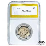 1934 Buffalo Nickel PGA MS65