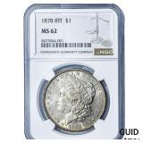 1878 8TF Morgan Silver Dollar NGC MS62