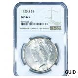 1925-S Silver Peace Dollar NGC MS63