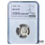 1964 Roosevelt Dime NGC MS66 FT