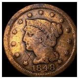 1848 Braided Hair Large Cent NICELY  CIRCULATED