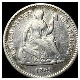 1861 Silver Half Dime ABOUT UNCIRCULATED