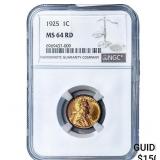 1925 Wheat Cent NGC MS64 RD