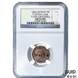 1863 Detroit MI F.Gies Groceries Token NGC AU55 BN