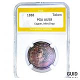 1838 Token Copper, Mint Drop PGA AU58