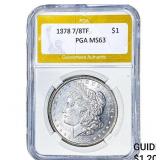 1878 7/8TF Morgan Silver Dollar PGA MS63